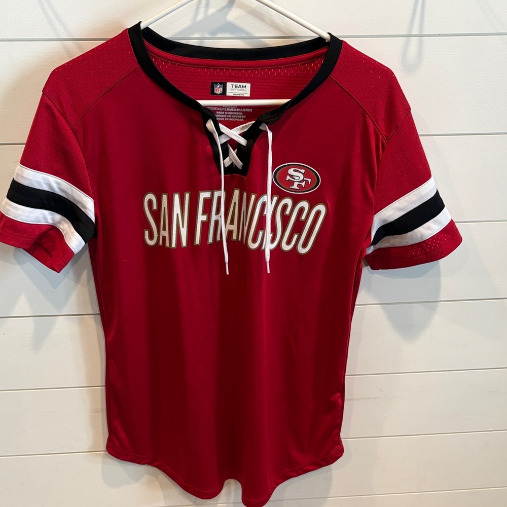 NFL Red and Black Women's Lace-Up Top